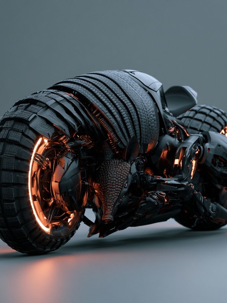 Cyberpunk Armadillo Motorcycle Print. poster — illustration art
