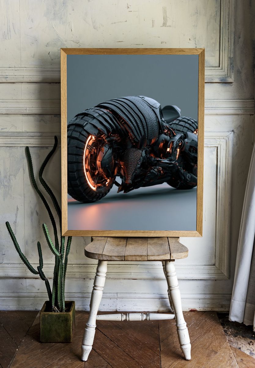 Cyberpunk Armadillo Motorcycle Print. — room view 1