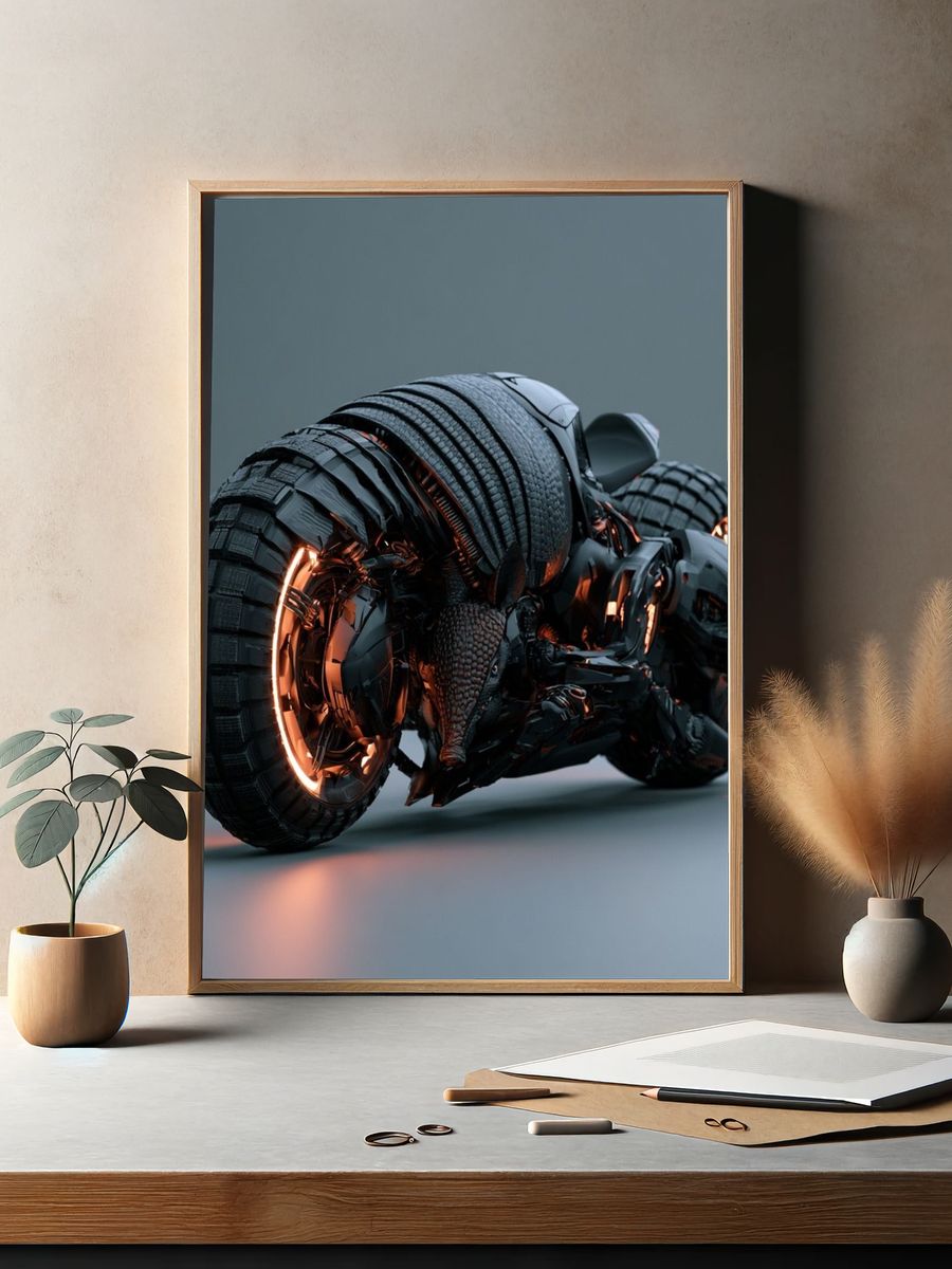 Cyberpunk Armadillo Motorcycle Print. — room view 2