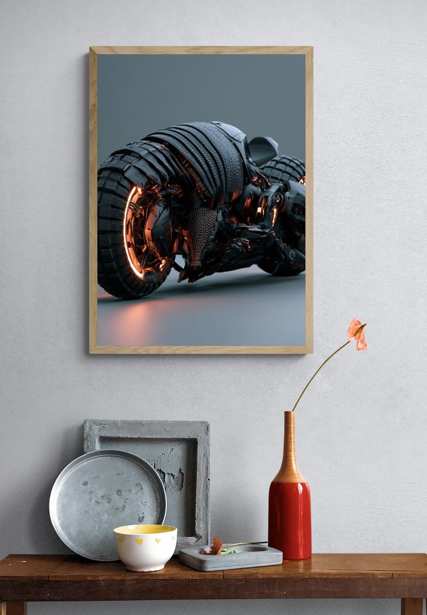 Cyberpunk Armadillo Motorcycle Print. — room view 3