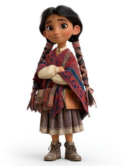 Andean Girl Character Illustration Poster. poster print