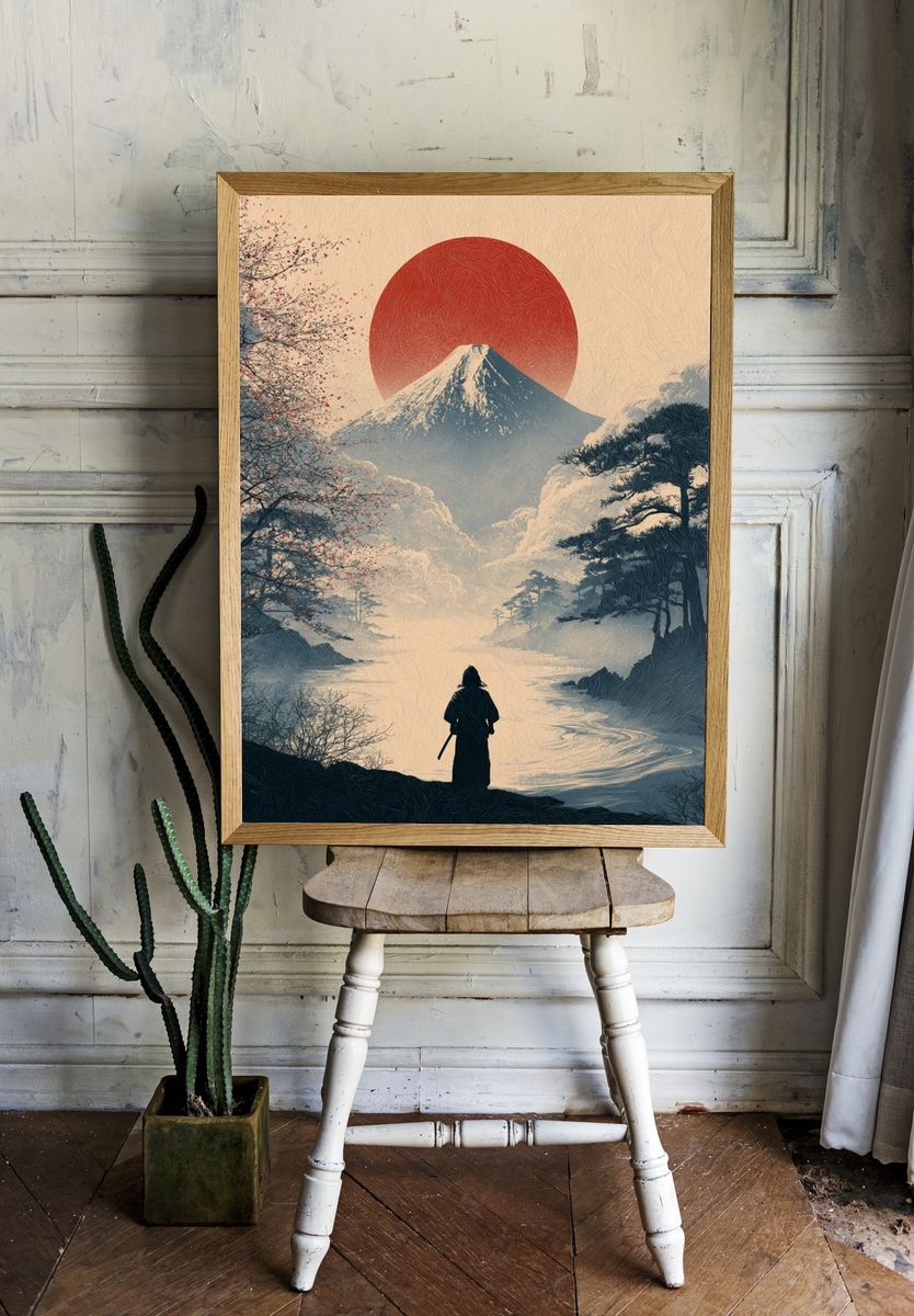 Mount Fuji Sunrise Illustration Poster. room preview