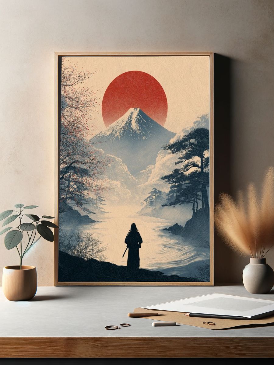 Mount Fuji Sunrise Illustration Poster. — room view 2