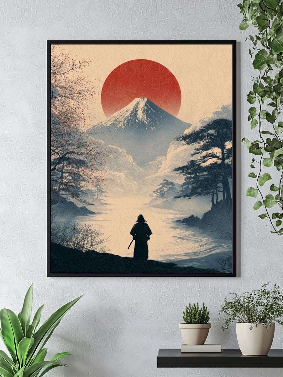 Mount Fuji Sunrise Illustration Poster. — room view 4