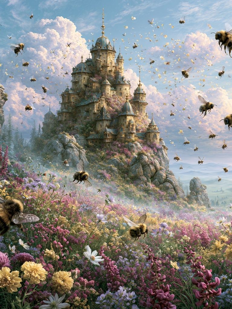 Bee Castle Fantasy Illustration Poster. poster — illustration art