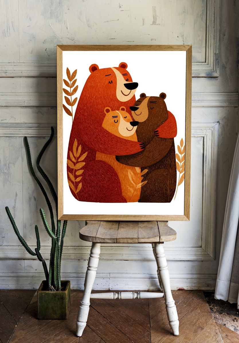 Bear Family Illustration Poster. room preview