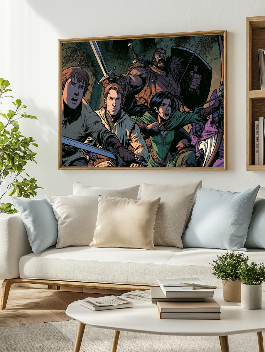 Fantasy Archer Battle Illustration Poster. — room view 2