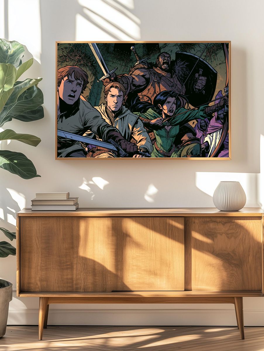 Fantasy Archer Battle Illustration Poster. — room view 3