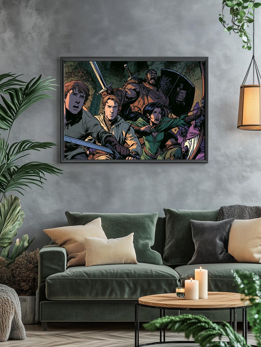 Fantasy Archer Battle Illustration Poster. — room view 4
