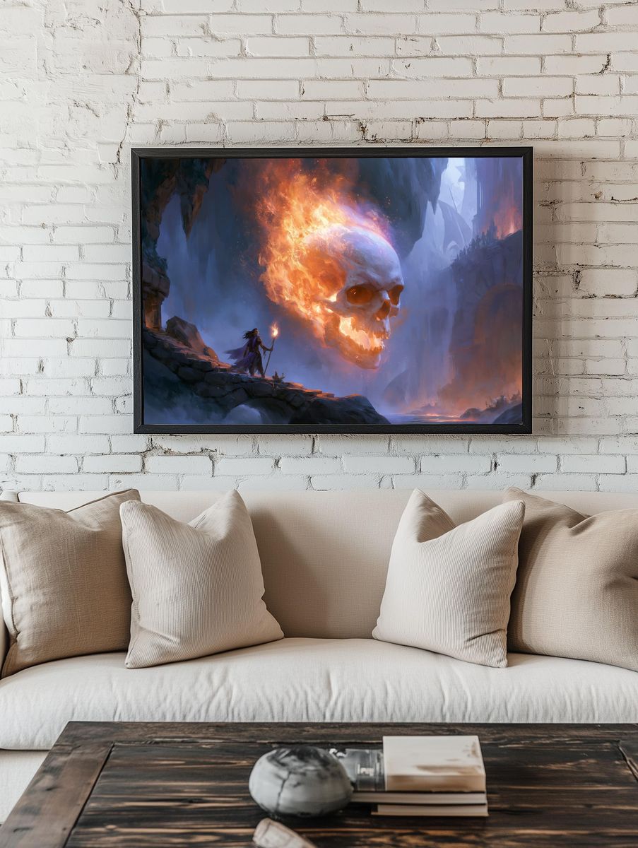 Flaming Skull Fantasy Poster. — room view 1