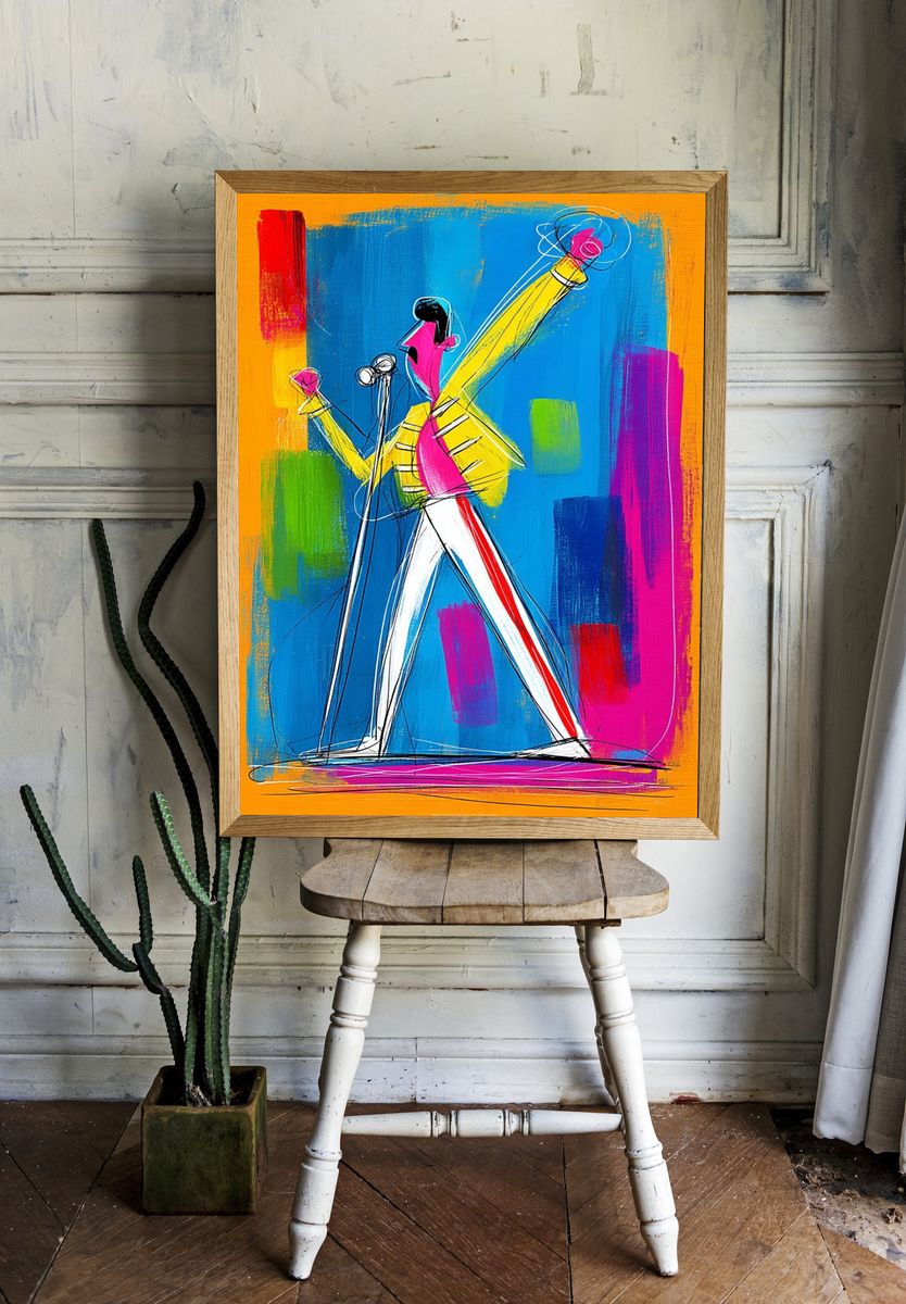 Jazz Trumpeter Colorful Poster. — room view 1