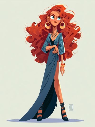 Fiery Red-Haired Fashion Illustration Poster. poster