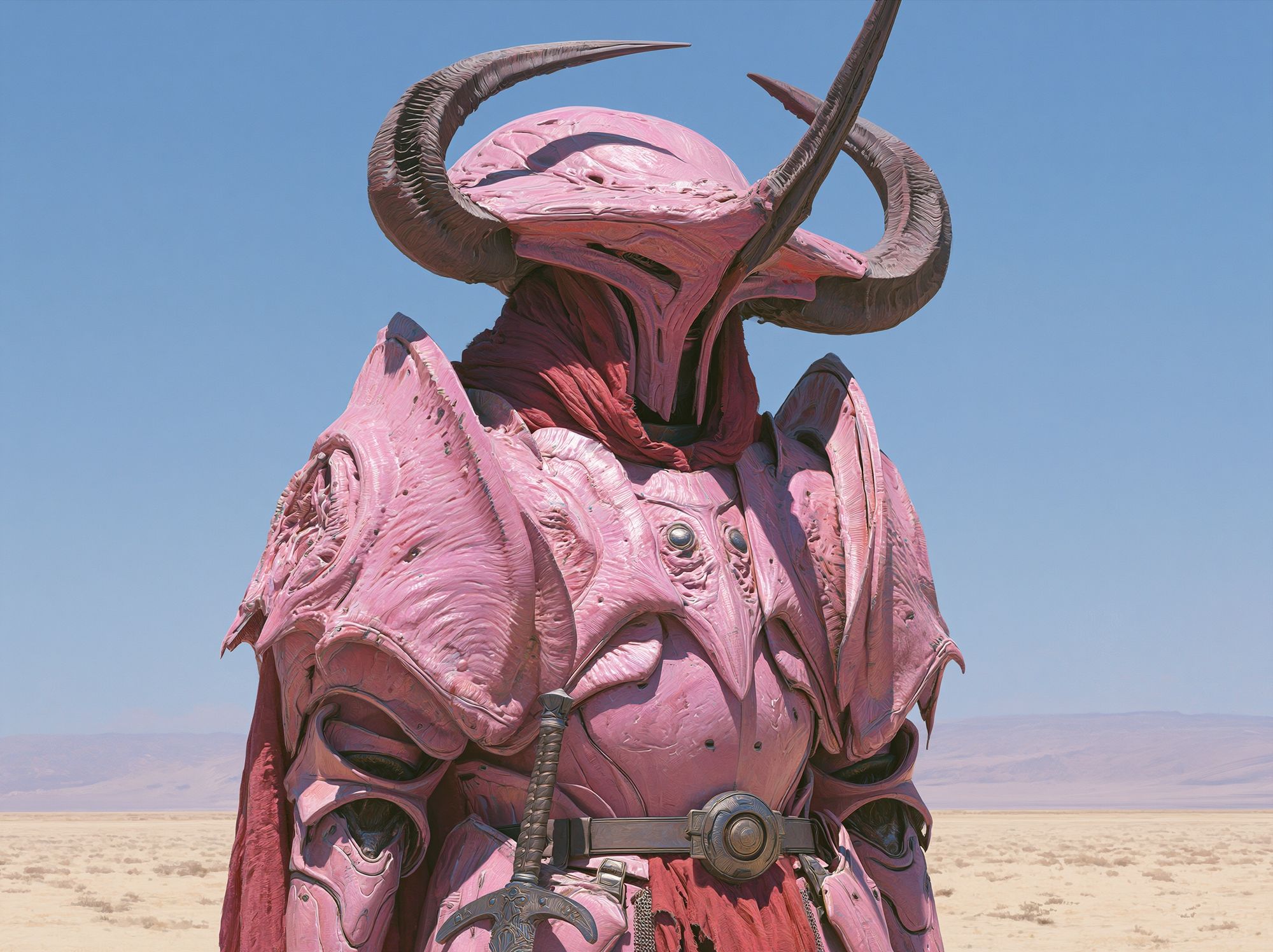 Pink Horned Warrior — Fantasy Print. poster detail