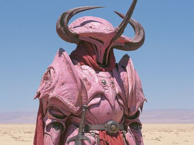 Pink Horned Warrior — Fantasy Print. poster