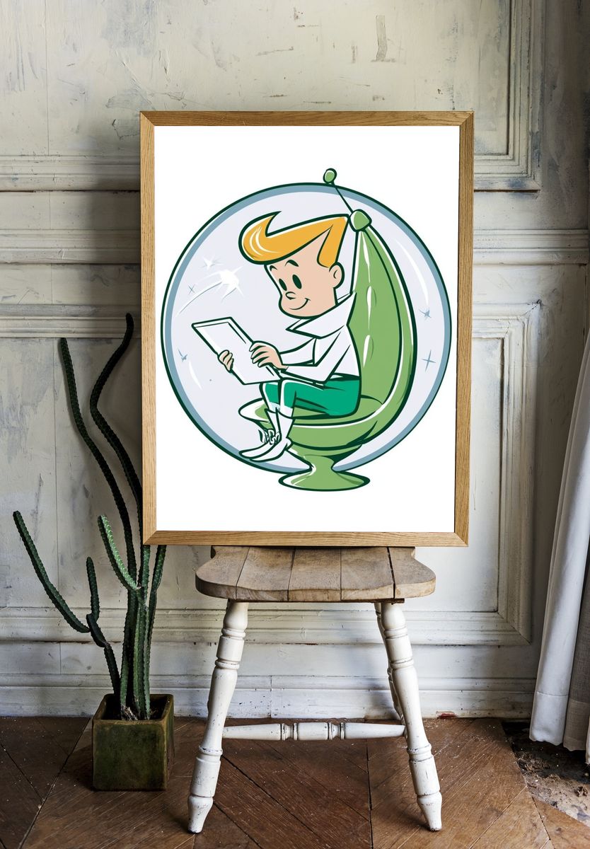 Retro Space Boy Illustration Poster. — room view 1