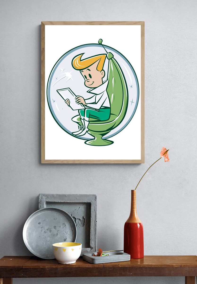 Retro Space Boy Illustration Poster. — room view 3