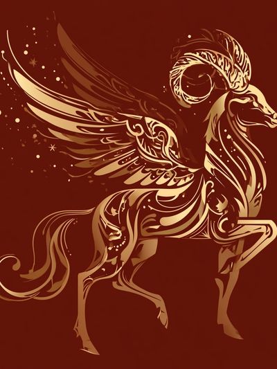 Winged Ram Zodiac Illustration Poster. poster