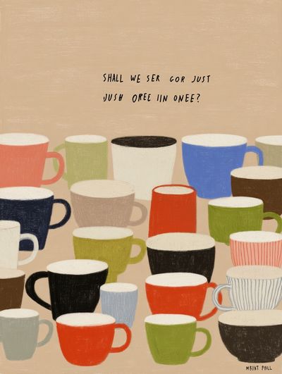 Colorful Coffee Cups Typography Poster. poster print