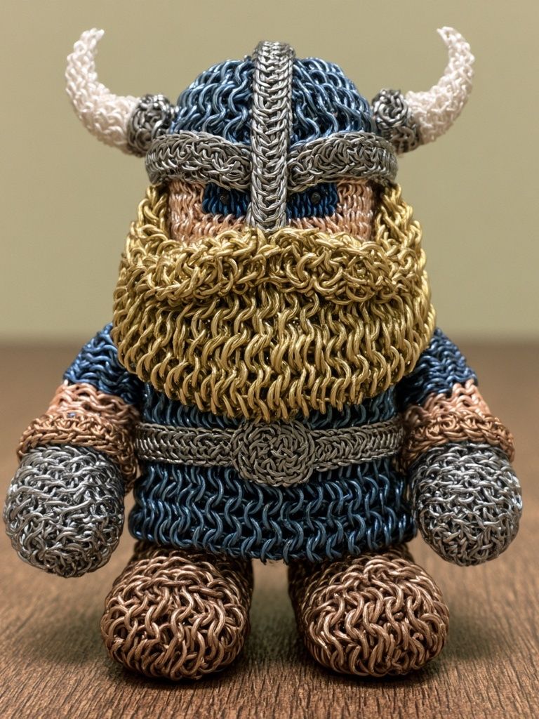 Knitted Viking Figurine Illustration Poster. poster detail