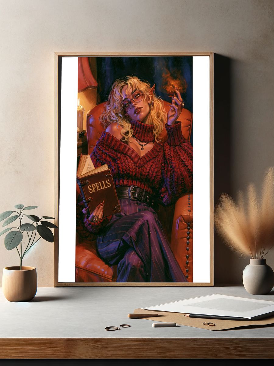 Spellbook Witch Portrait Print. — room view 2