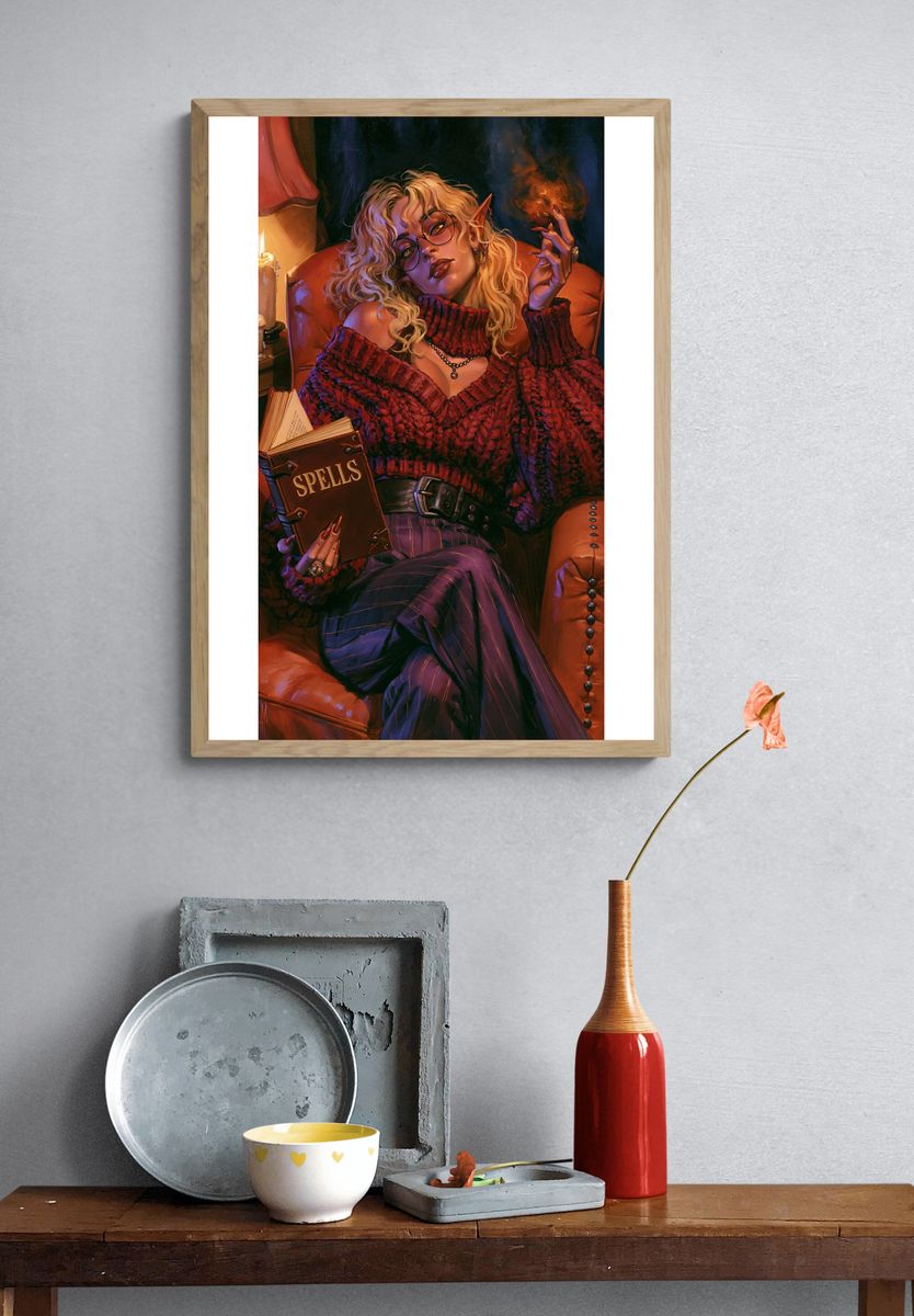 Spellbook Witch Portrait Print. — room view 3