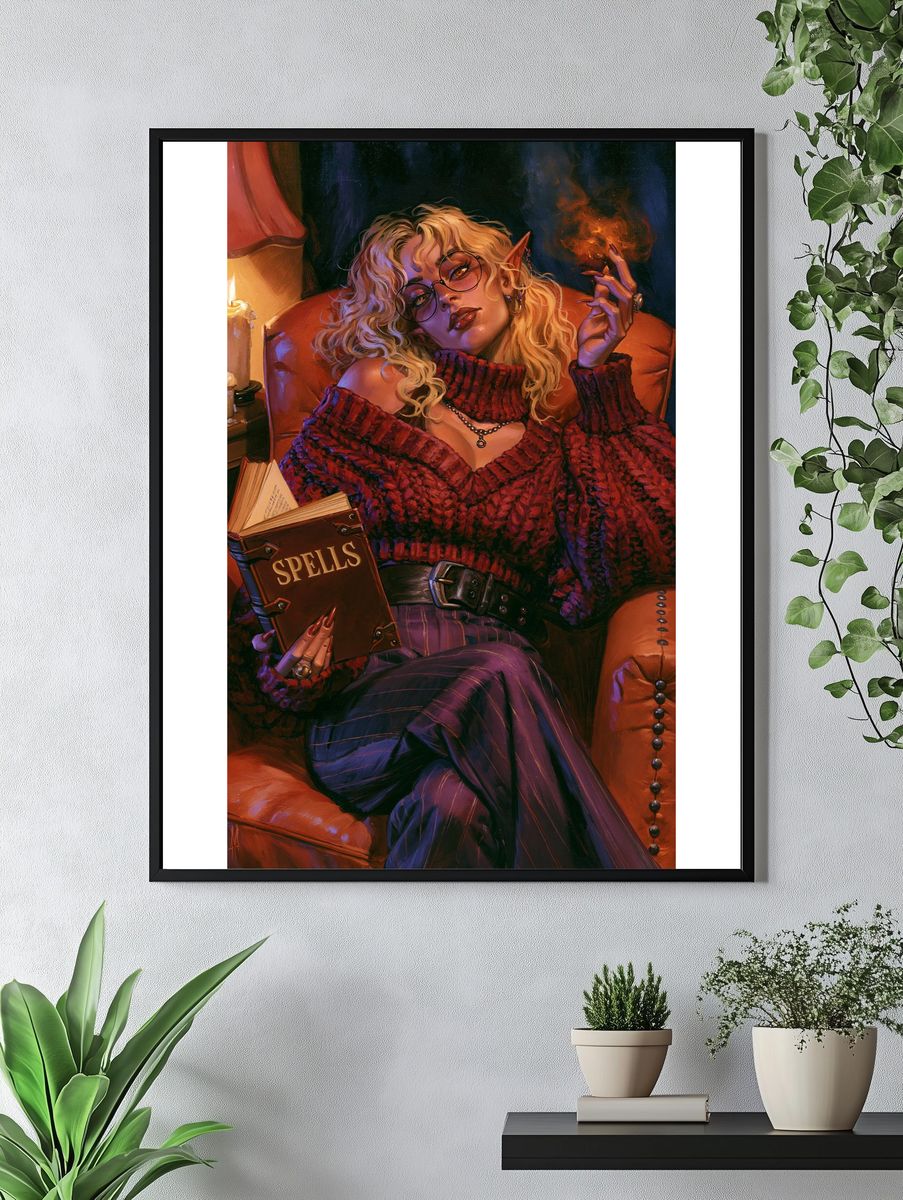 Spellbook Witch Portrait Print. — room view 4