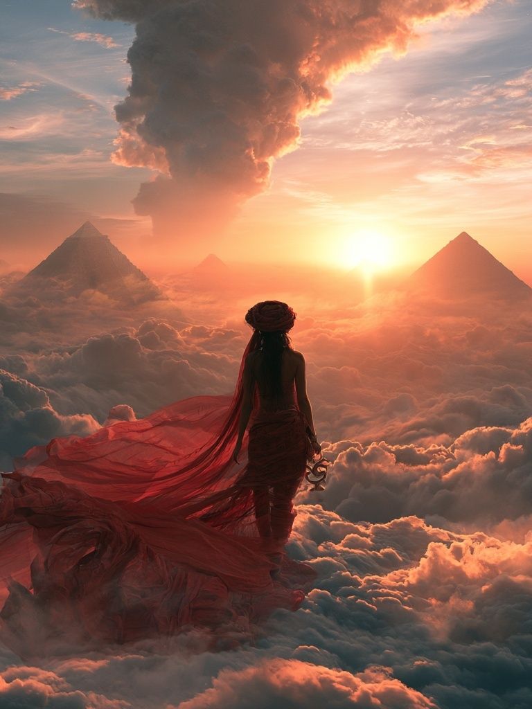 Dreamscape Pyramid Sunset Print. poster detail