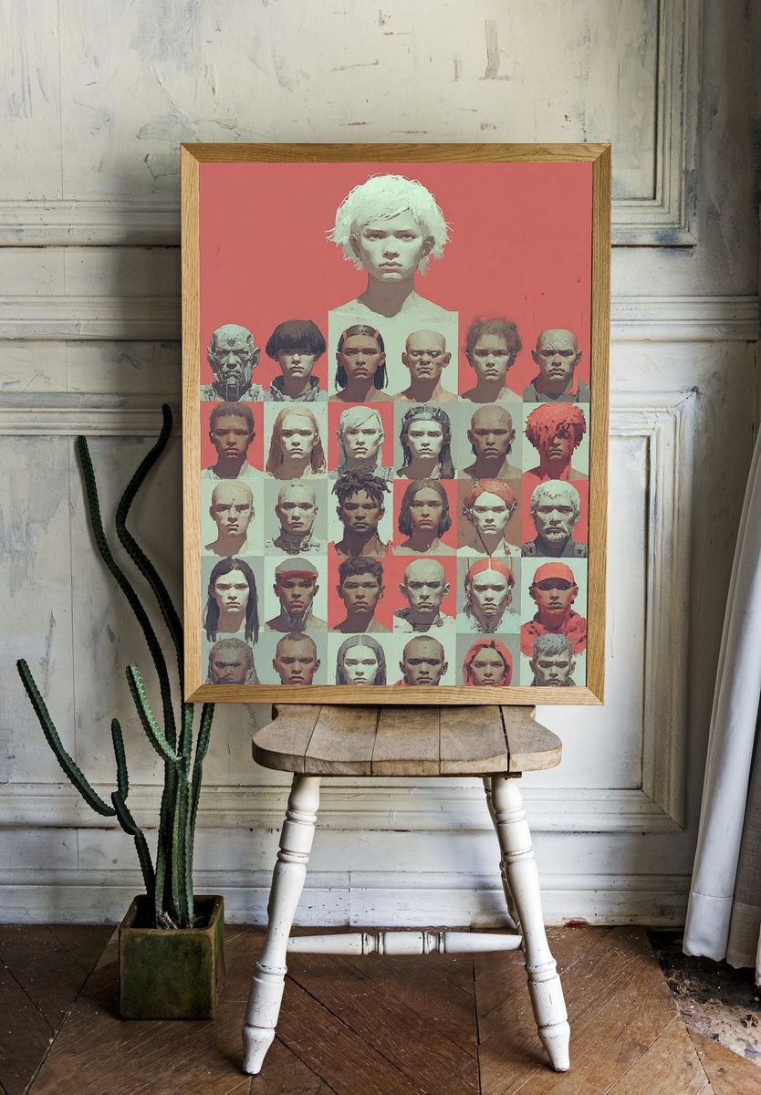 Faces Grid Portrait Poster. — room view 1