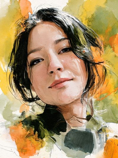 Watercolor Woman Portrait Print. poster