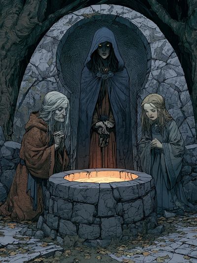Dark Forest Ritual Illustration Print.