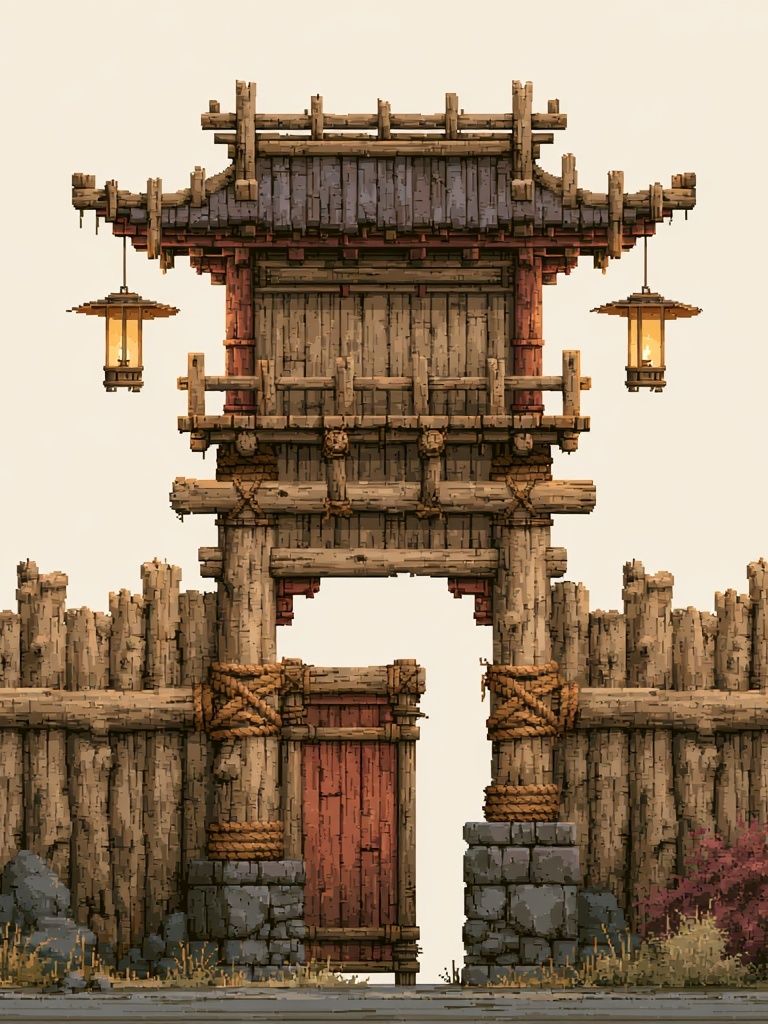 Samurai Gate Digital Art Print. poster — illustration art