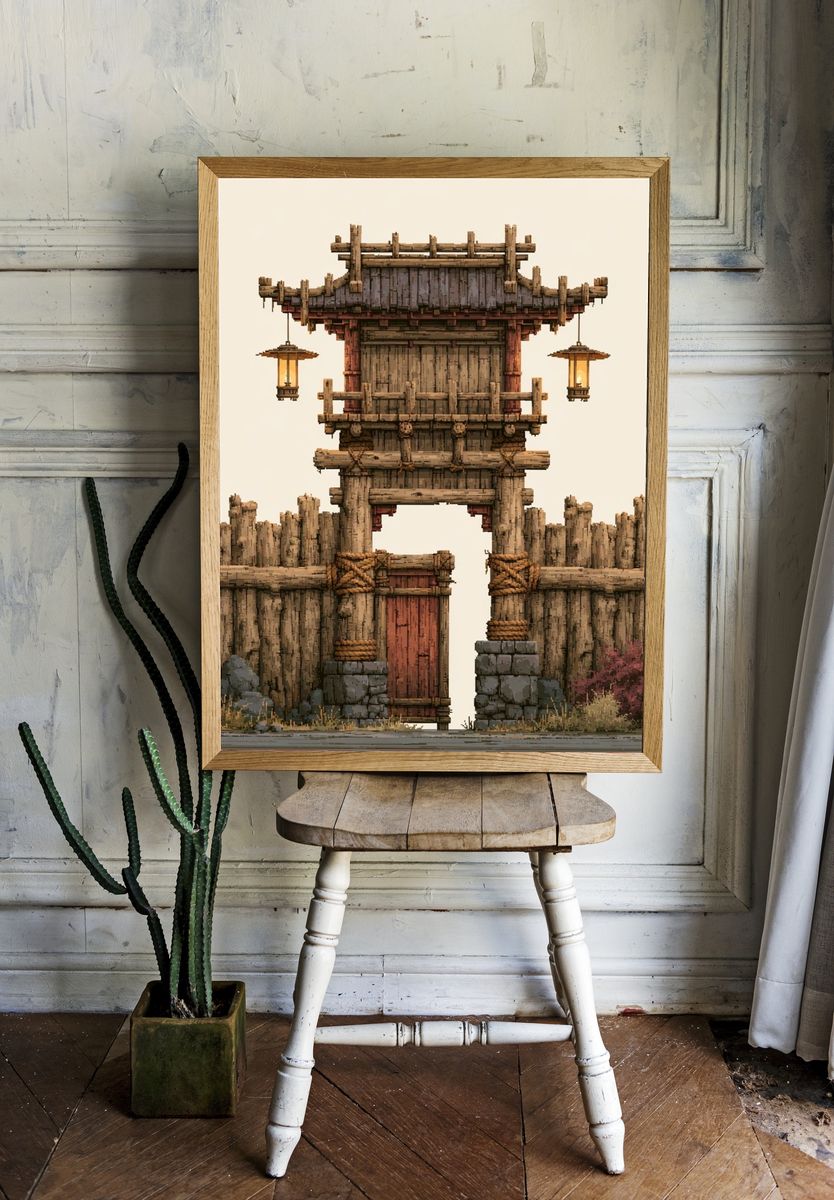 Samurai Gate Digital Art Print. — room view 1