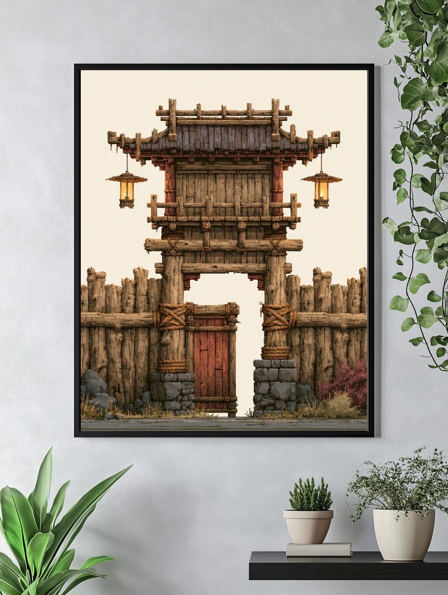 Samurai Gate Digital Art Print. — room view 4