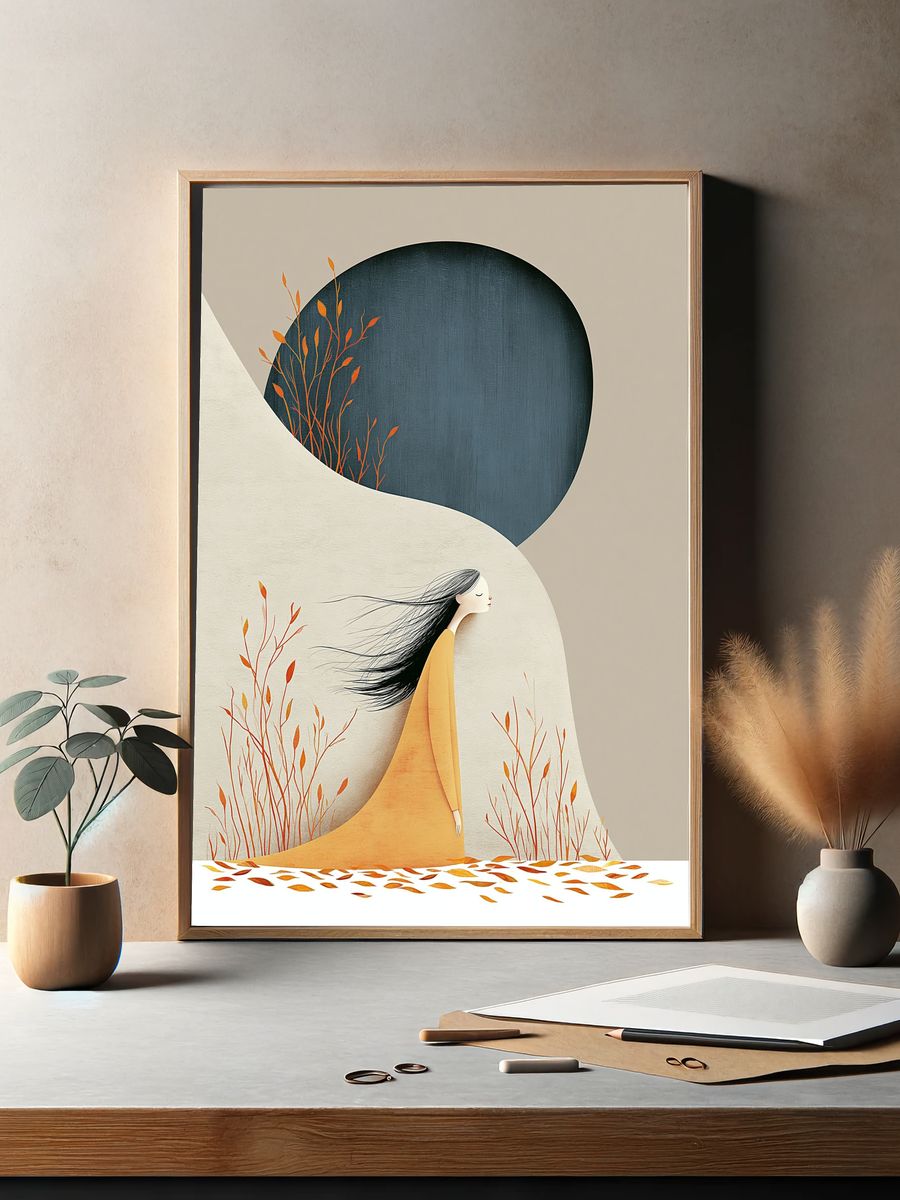 Autumn Woman Illustration Poster. — room view 2