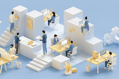 Modern Office Workflow Illustration Poster. poster