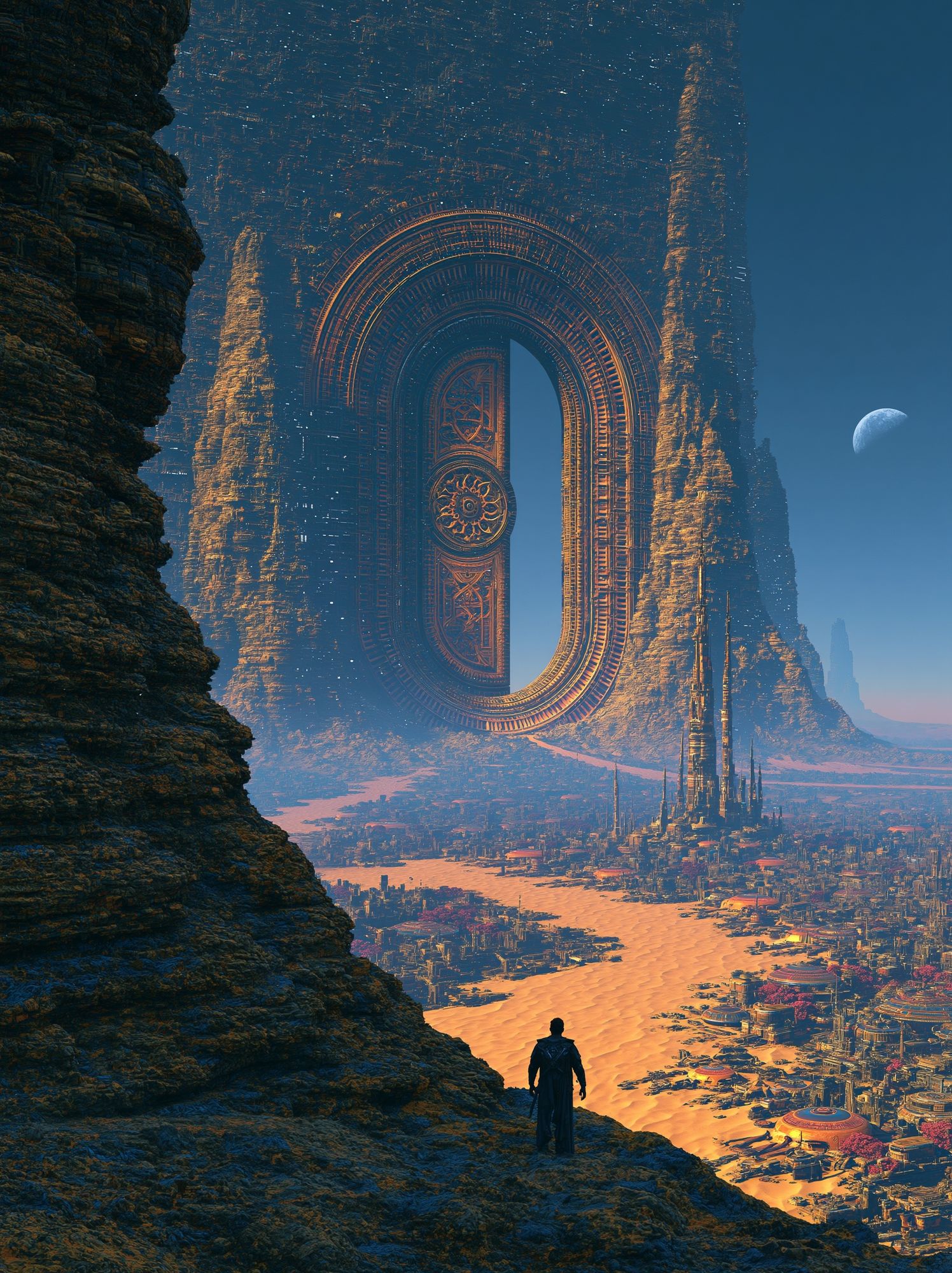 Sci-Fi Desert Portal Print. poster — illustration art