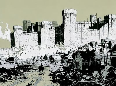 Castle Ruins Illustration Poster. poster