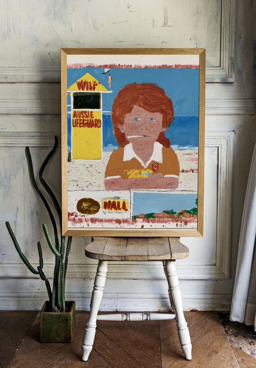 Aussie Lifeguard Beach Illustration Poster. — room view 1