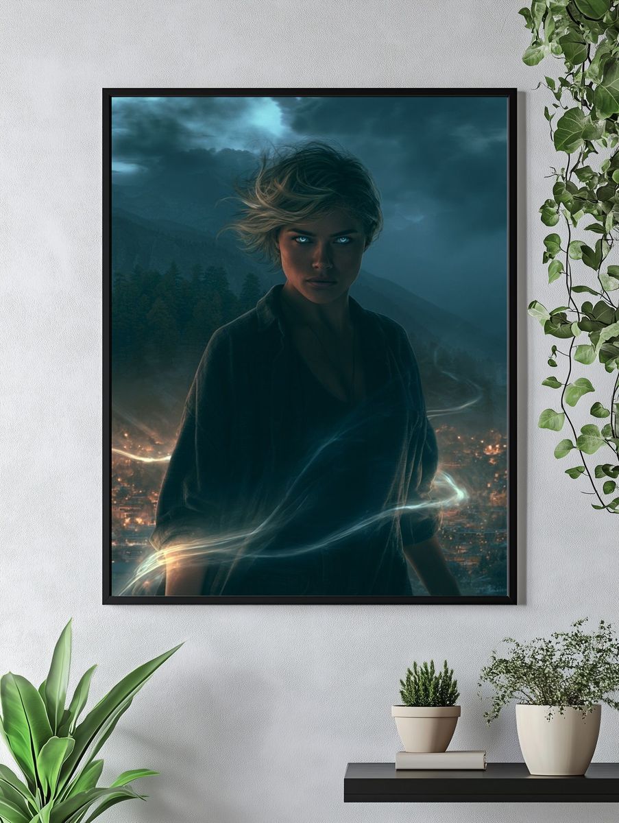 Mystic Woman Over Mountain City Print. — room view 4
