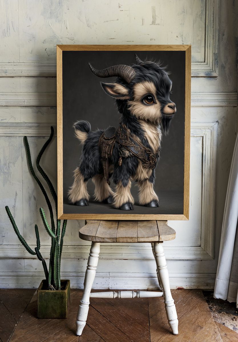 Fantasy Baby Goat Digital Art Poster room preview