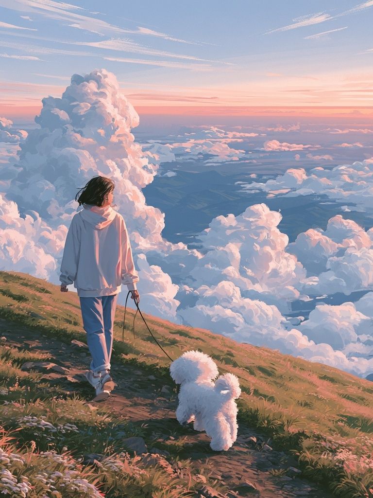 Cloudscape Walk Illustration Poster. poster — illustration art