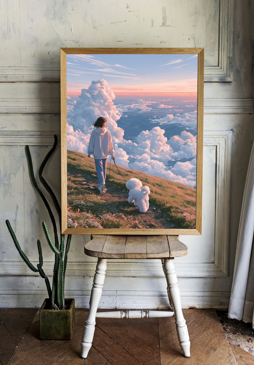 Cloudscape Walk Illustration Poster. — room view 1