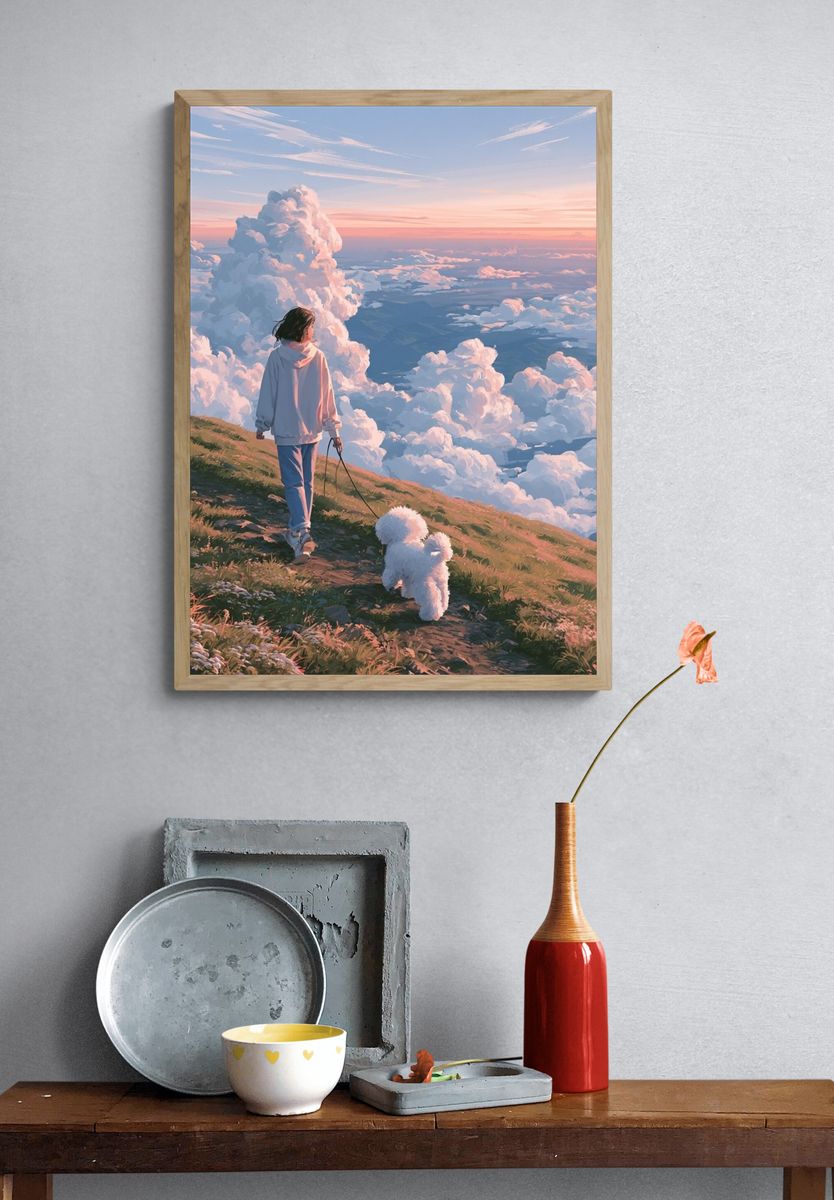 Cloudscape Walk Illustration Poster. — room view 3