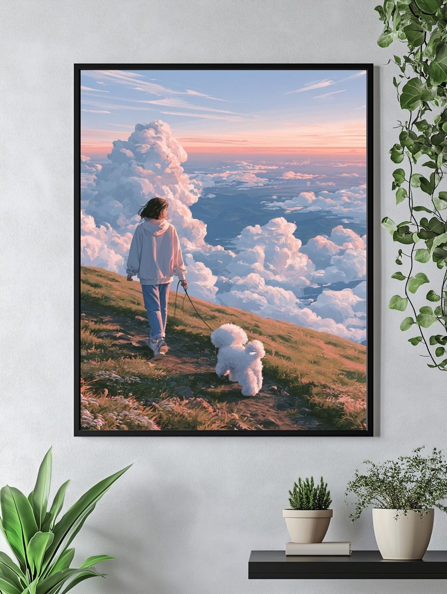 Cloudscape Walk Illustration Poster. — room view 4