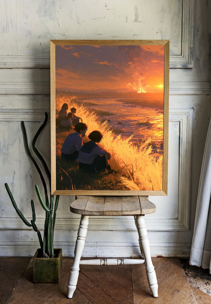 Sunset Firewatch Illustration Poster. room preview
