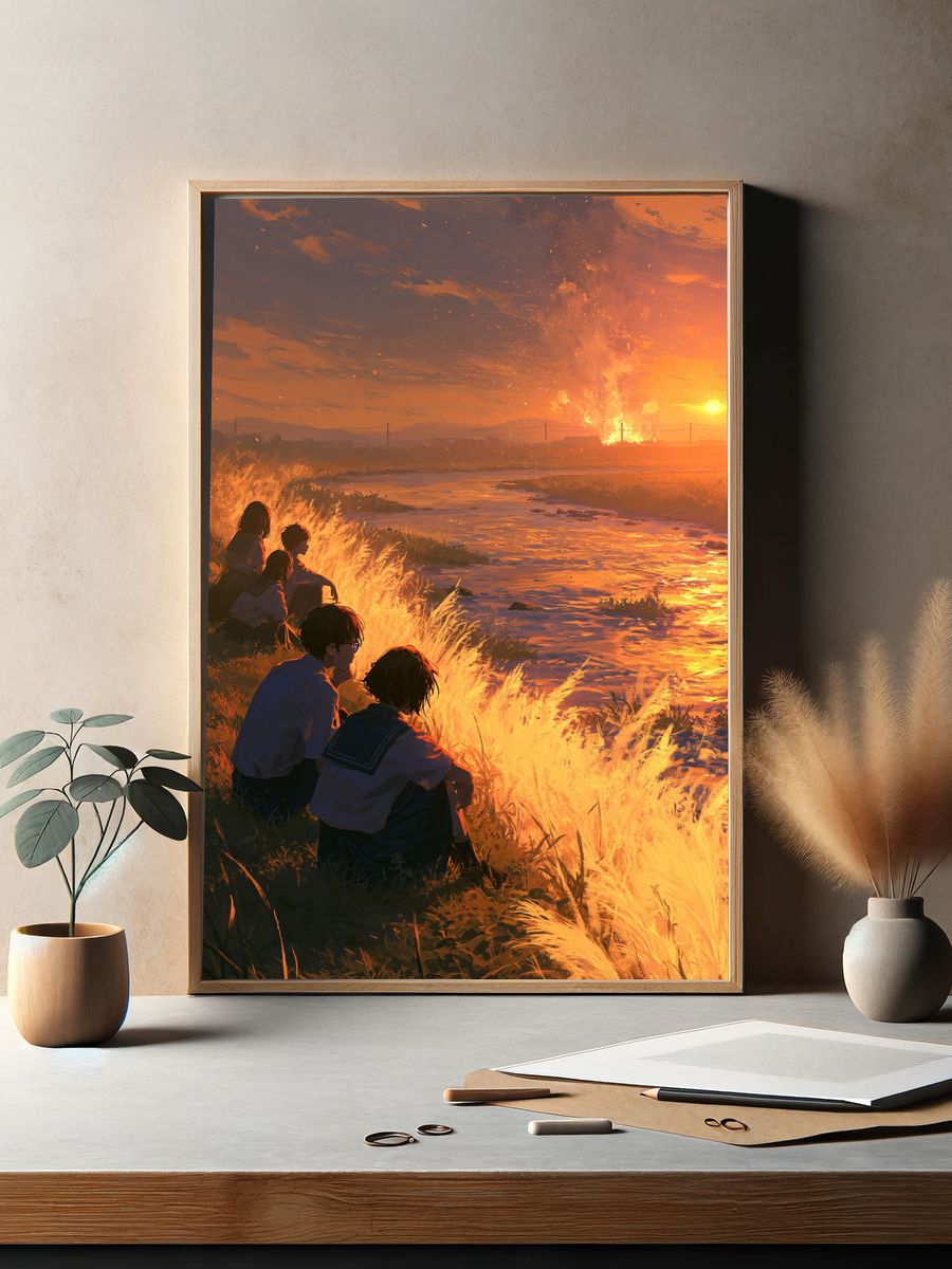 Sunset Firewatch Illustration Poster. — room view 2