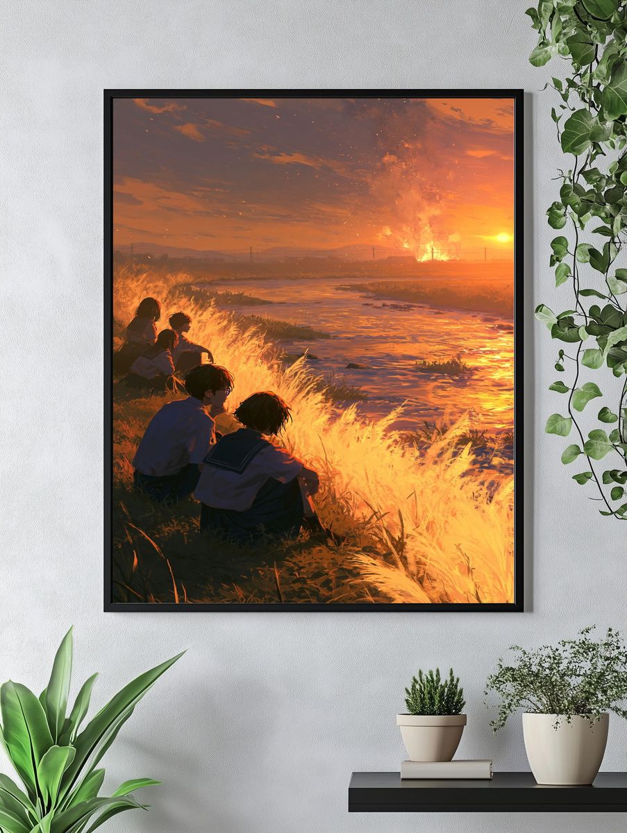 Sunset Firewatch Illustration Poster. — room view 4