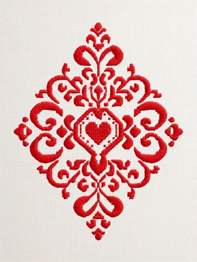 Red Heart Embroidery Pattern Print. poster