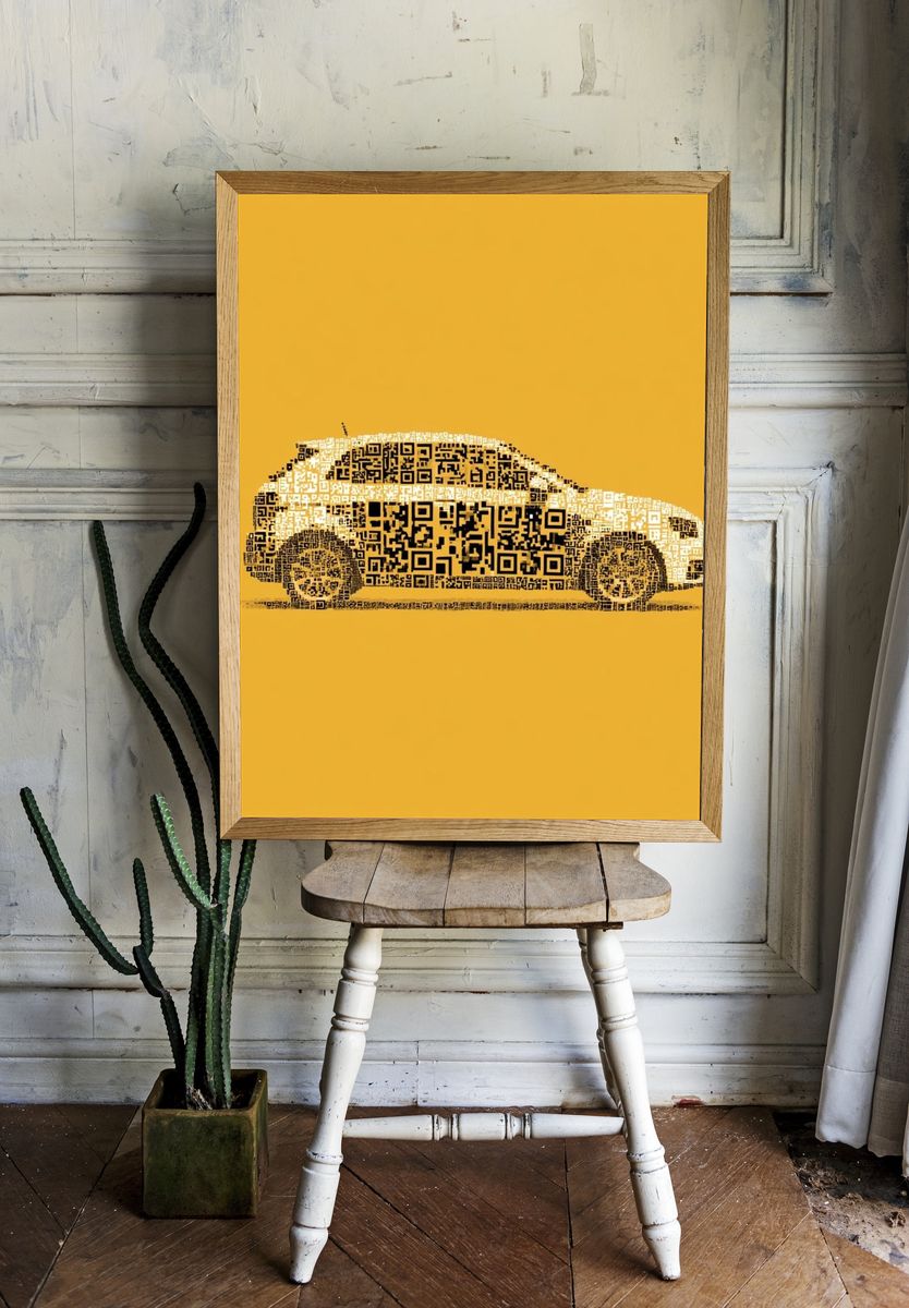 QR Code Car Illustration Poster. room preview