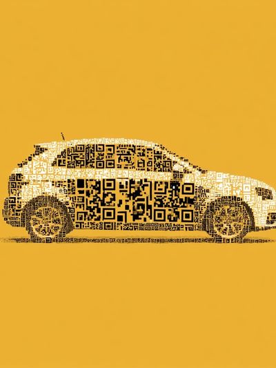 QR Code Car Illustration Poster.